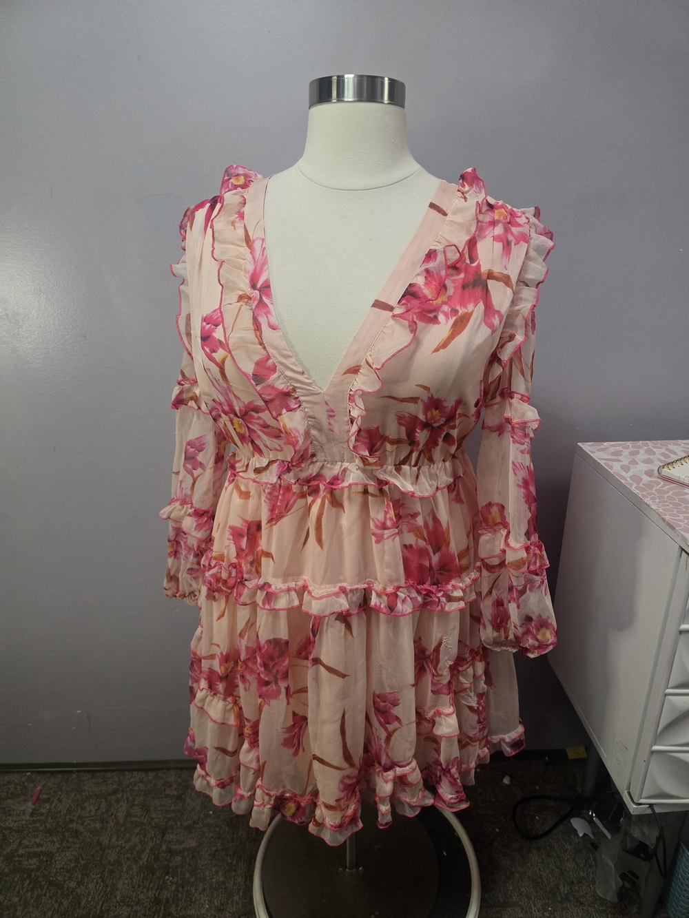 L'ATISTE Blush Pink Satin-Look Dress